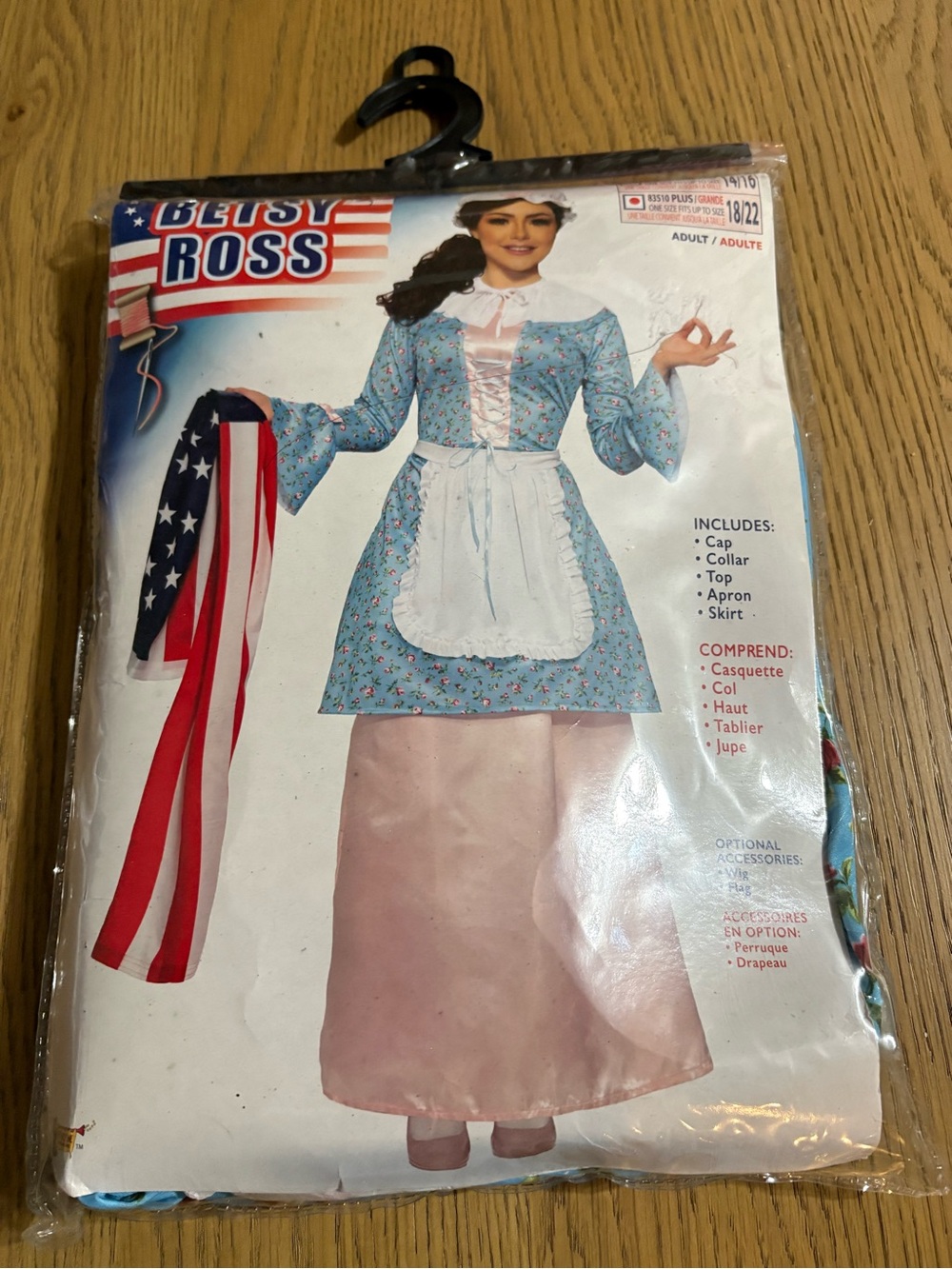 Betsy Ross Women's Blue Floral Colonial Dress with Pink Skirt